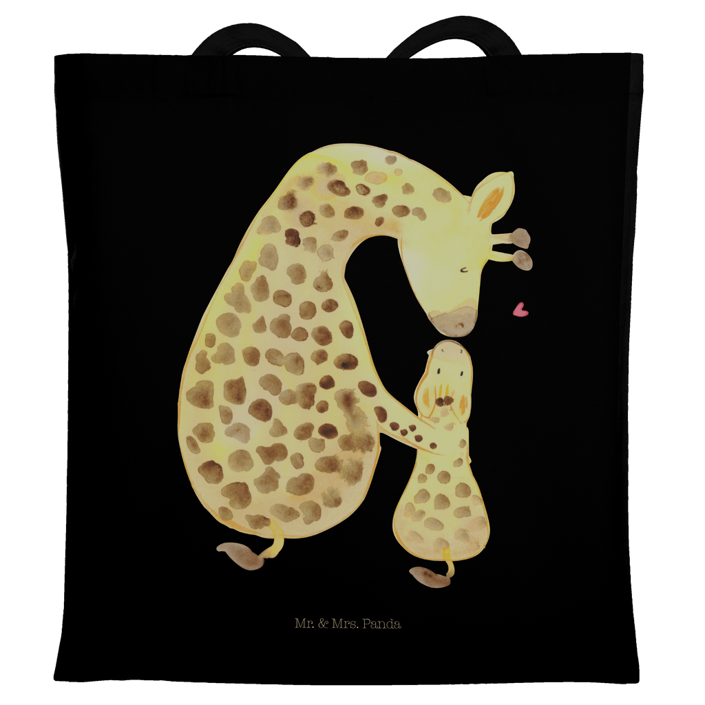 Tragetasche Giraffe mit Kind Beuteltasche, Beutel, Einkaufstasche, Jutebeutel, Stoffbeutel, Afrika, Wildtiere, Giraffe, Kind, Mutter, Mama, Tochter, Sohn, Lieblingsmensch