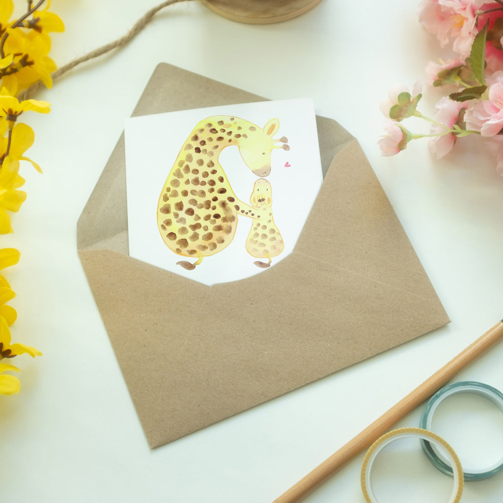 Grußkarte Giraffe mit Kind Klappkarte, Einladungskarte, Glückwunschkarte, Hochzeitskarte, Geburtstagskarte, Karte, Afrika, Wildtiere, Giraffe, Kind, Mutter, Mama, Tochter, Sohn, Lieblingsmensch