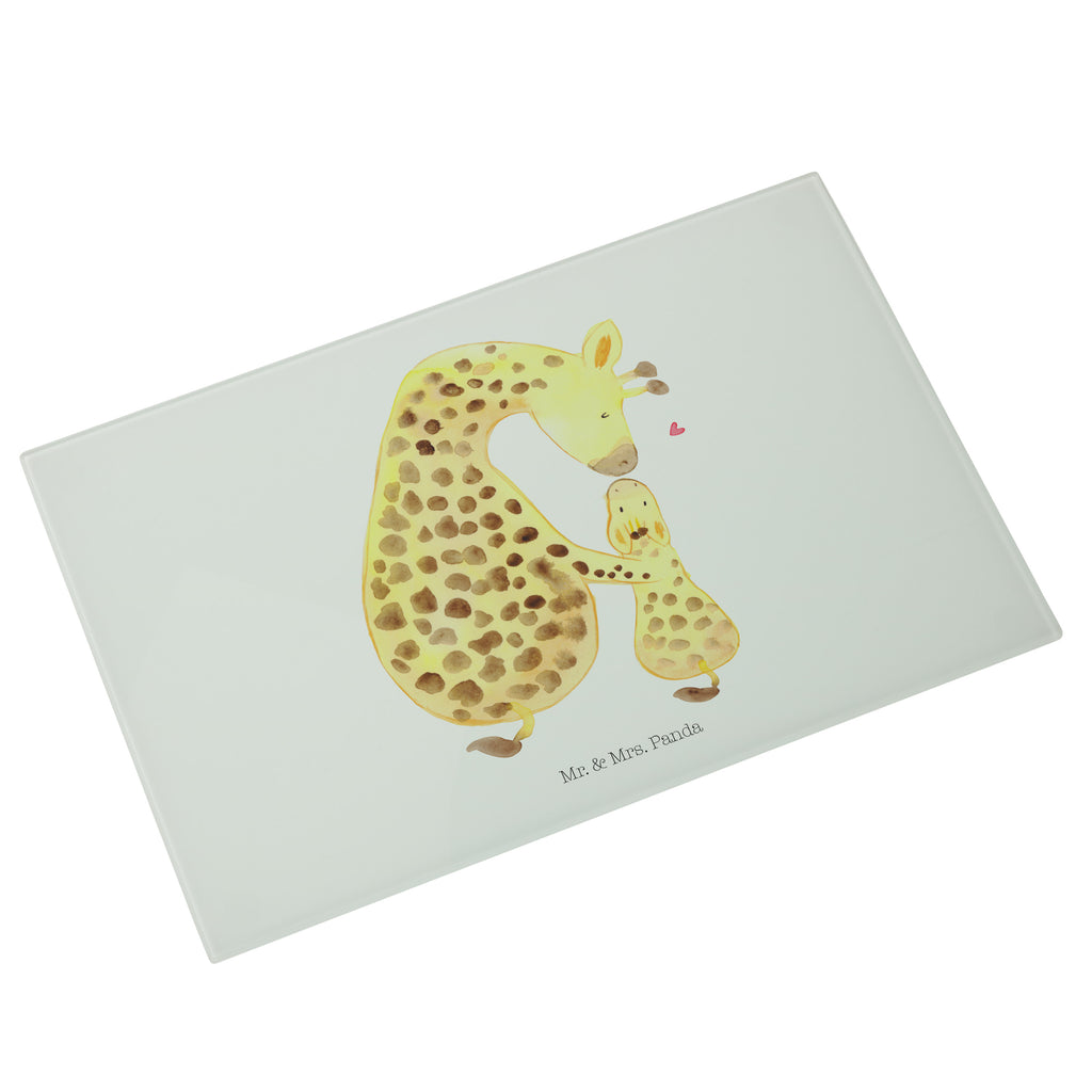 Medium Glas Schneidbrett Giraffe mit Kind Glasschneidebrett, Schneidebrett, Afrika, Wildtiere, Giraffe, Kind, Mutter, Mama, Tochter, Sohn, Lieblingsmensch