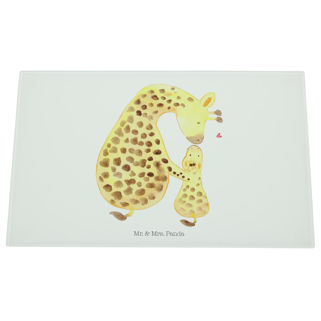 Medium Glas Schneidbrett Giraffe mit Kind Glasschneidebrett, Schneidebrett, Afrika, Wildtiere, Giraffe, Kind, Mutter, Mama, Tochter, Sohn, Lieblingsmensch
