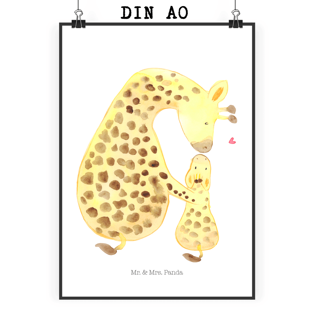 Poster Giraffe mit Kind Poster, Wandposter, Bild, Wanddeko, Küchenposter, Kinderposter, Wanddeko Bild, Raumdekoration, Wanddekoration, Handgemaltes Poster, Mr. & Mrs. Panda Poster, Designposter, Kunstdruck, Posterdruck, Afrika, Wildtiere, Giraffe, Kind, Mutter, Mama, Tochter, Sohn, Lieblingsmensch