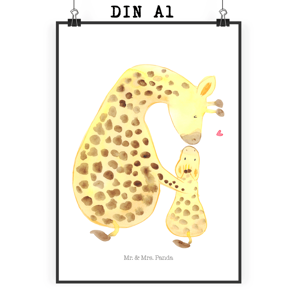 Poster Giraffe mit Kind Poster, Wandposter, Bild, Wanddeko, Küchenposter, Kinderposter, Wanddeko Bild, Raumdekoration, Wanddekoration, Handgemaltes Poster, Mr. & Mrs. Panda Poster, Designposter, Kunstdruck, Posterdruck, Afrika, Wildtiere, Giraffe, Kind, Mutter, Mama, Tochter, Sohn, Lieblingsmensch