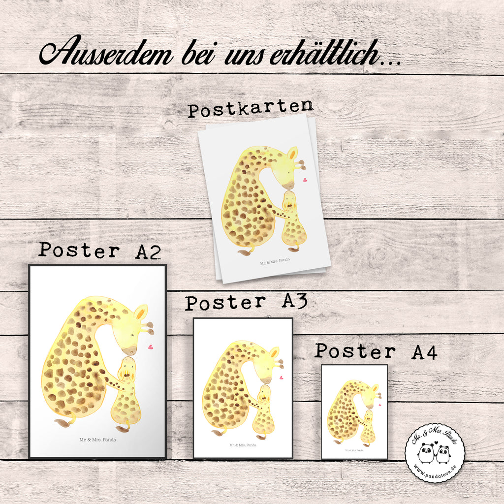 Poster Giraffe mit Kind Poster, Wandposter, Bild, Wanddeko, Küchenposter, Kinderposter, Wanddeko Bild, Raumdekoration, Wanddekoration, Handgemaltes Poster, Mr. & Mrs. Panda Poster, Designposter, Kunstdruck, Posterdruck, Afrika, Wildtiere, Giraffe, Kind, Mutter, Mama, Tochter, Sohn, Lieblingsmensch