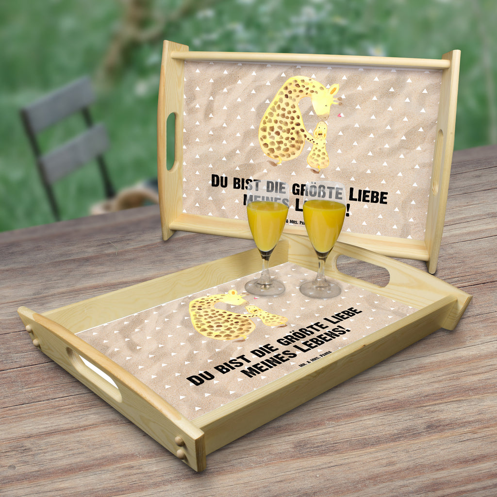 Serviertablett Giraffe mit Kind Tablett, Holztablett, Küchentablett, Dekotablett, Frühstückstablett, Afrika, Wildtiere, Giraffe, Kind, Mutter, Mama, Tochter, Sohn, Lieblingsmensch