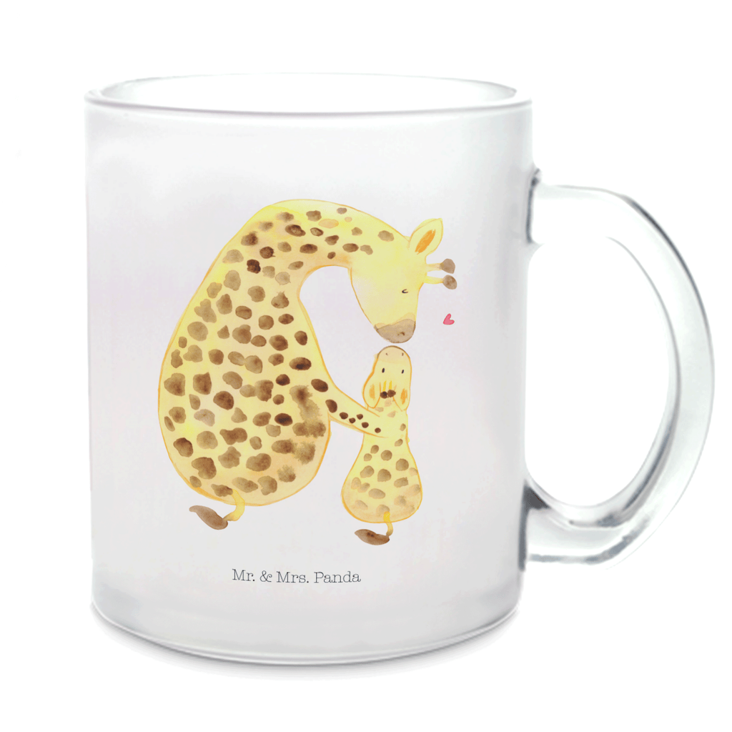 Teetasse Giraffe mit Kind Teetasse, Teeglas, Teebecher, Tasse mit Henkel, Tasse, Glas Teetasse, Teetasse aus Glas, Afrika, Wildtiere, Giraffe, Kind, Mutter, Mama, Tochter, Sohn, Lieblingsmensch