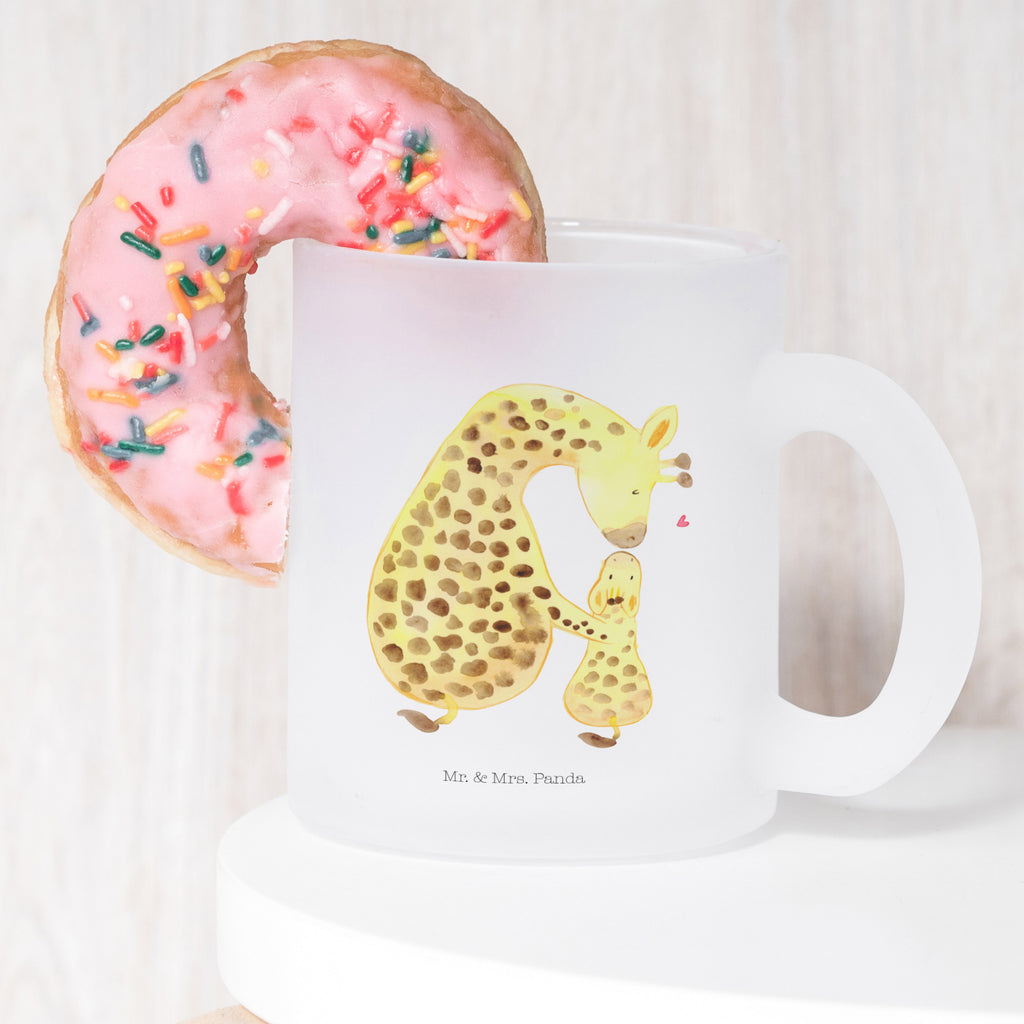 Teetasse Giraffe mit Kind Teetasse, Teeglas, Teebecher, Tasse mit Henkel, Tasse, Glas Teetasse, Teetasse aus Glas, Afrika, Wildtiere, Giraffe, Kind, Mutter, Mama, Tochter, Sohn, Lieblingsmensch