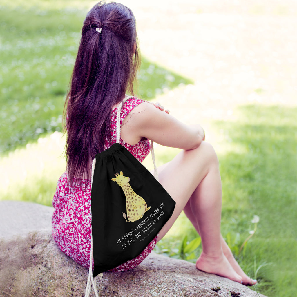 Sportbeutel Giraffe Zufrieden Turnbeutel, Beutel, Sporttasche, Tasche, Stoffbeutel, Afrika, Wildtiere, Giraffe, Zufrieden, Glück, Abenteuer