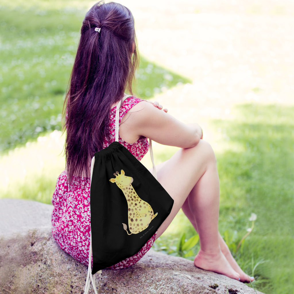 Sportbeutel Giraffe Zufrieden Turnbeutel, Beutel, Sporttasche, Tasche, Stoffbeutel, Afrika, Wildtiere, Giraffe, Zufrieden, Glück, Abenteuer