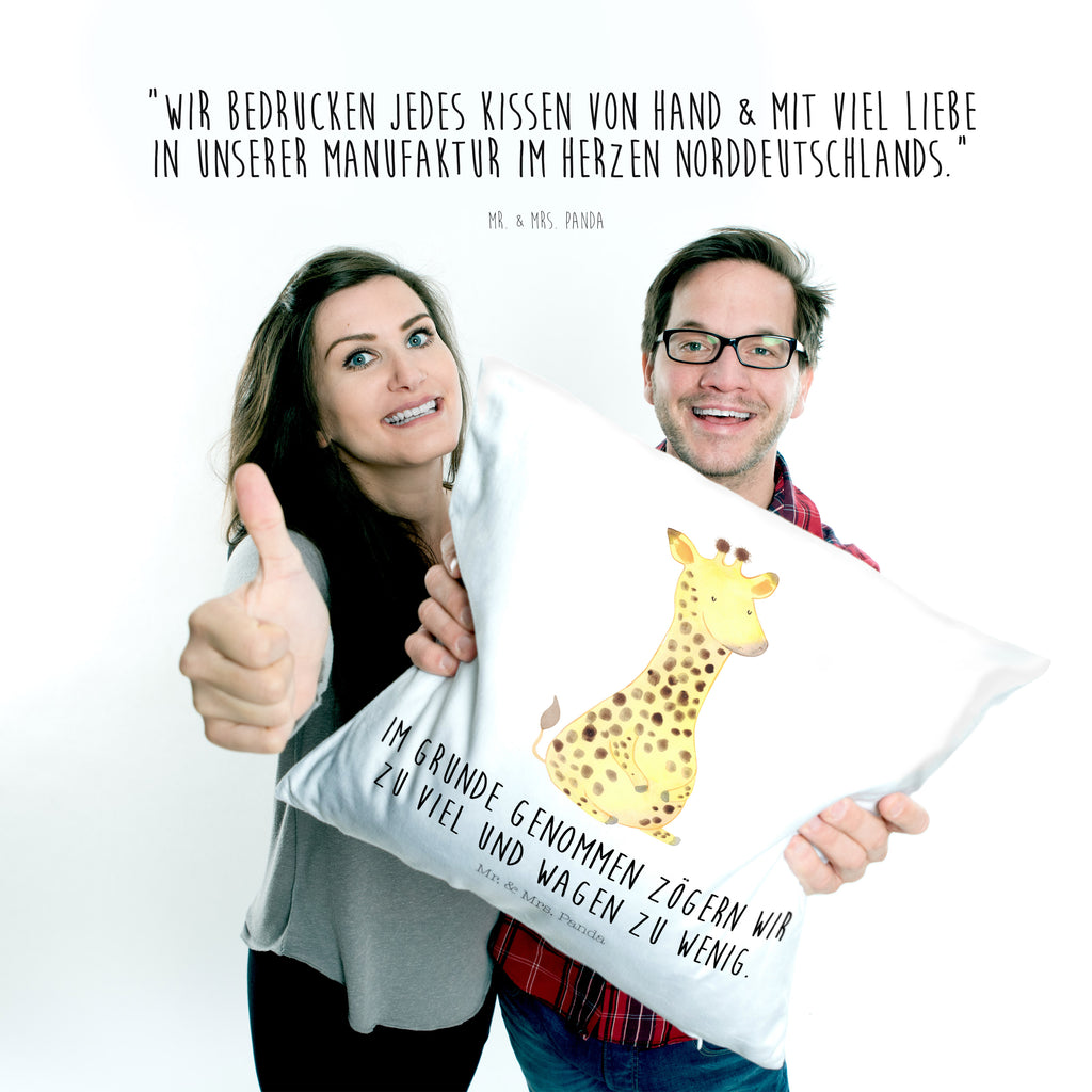 40x40 Kissen Giraffe Zufrieden Kissenhülle, Kopfkissen, Sofakissen, Dekokissen, Motivkissen, Afrika, Wildtiere, Giraffe, Zufrieden, Glück, Abenteuer