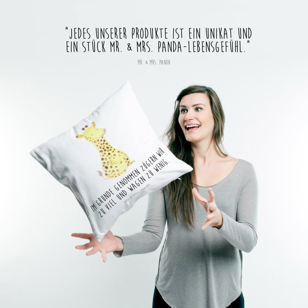 40x40 Kissen Giraffe Zufrieden Kissenhülle, Kopfkissen, Sofakissen, Dekokissen, Motivkissen, Afrika, Wildtiere, Giraffe, Zufrieden, Glück, Abenteuer