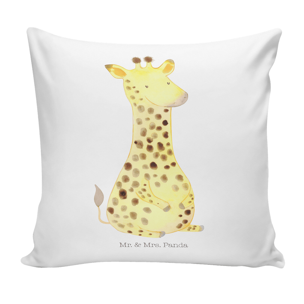 40x40 Kissen Giraffe Zufrieden Kissenhülle, Kopfkissen, Sofakissen, Dekokissen, Motivkissen, Afrika, Wildtiere, Giraffe, Zufrieden, Glück, Abenteuer