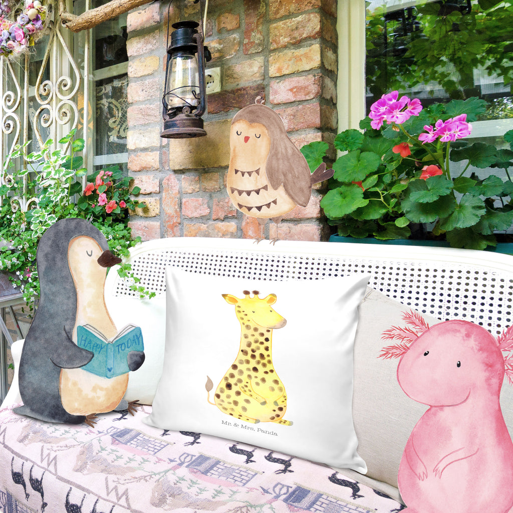 40x40 Kissen Giraffe Zufrieden Kissenhülle, Kopfkissen, Sofakissen, Dekokissen, Motivkissen, Afrika, Wildtiere, Giraffe, Zufrieden, Glück, Abenteuer