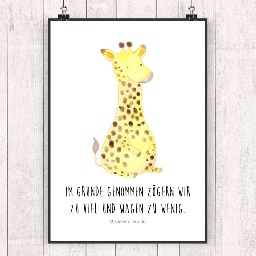 Poster Giraffe Zufrieden Poster, Wandposter, Bild, Wanddeko, Küchenposter, Kinderposter, Wanddeko Bild, Raumdekoration, Wanddekoration, Handgemaltes Poster, Mr. & Mrs. Panda Poster, Designposter, Kunstdruck, Posterdruck, Afrika, Wildtiere, Giraffe, Zufrieden, Glück, Abenteuer