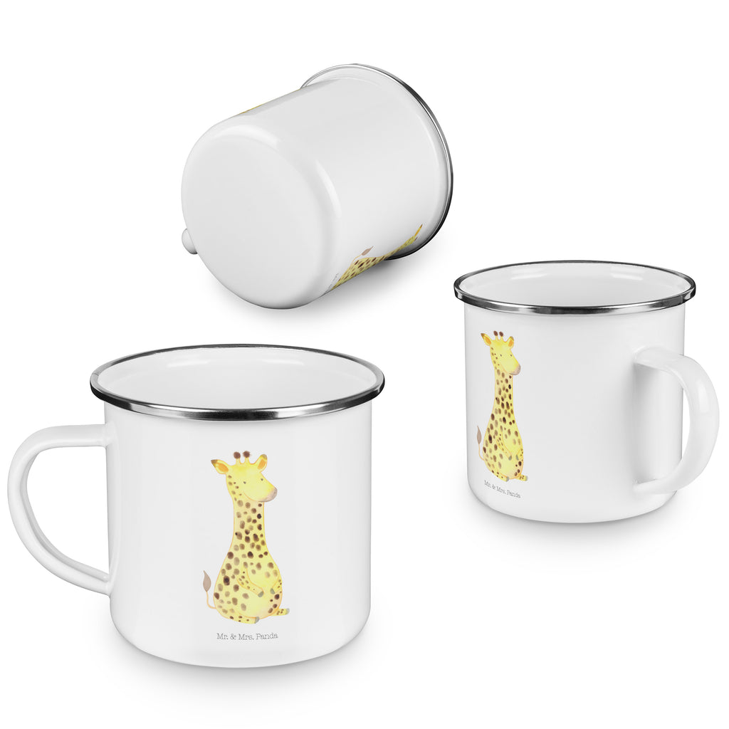 Camping Emaille Tasse Giraffe Zufrieden Campingtasse, Trinkbecher, Metalltasse, Outdoor Tasse, Emaille Trinkbecher, Blechtasse Outdoor, Emaille Campingbecher, Edelstahl Trinkbecher, Metalltasse für Camping, Kaffee Blechtasse, Camping Tasse Metall, Afrika, Wildtiere, Giraffe, Zufrieden, Glück, Abenteuer