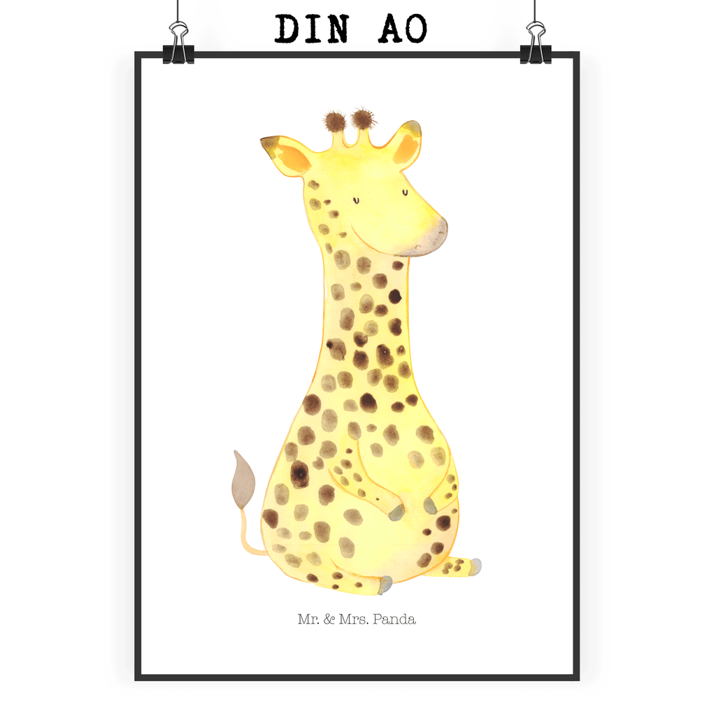 Poster Giraffe Zufrieden Poster, Wandposter, Bild, Wanddeko, Küchenposter, Kinderposter, Wanddeko Bild, Raumdekoration, Wanddekoration, Handgemaltes Poster, Mr. & Mrs. Panda Poster, Designposter, Kunstdruck, Posterdruck, Afrika, Wildtiere, Giraffe, Zufrieden, Glück, Abenteuer