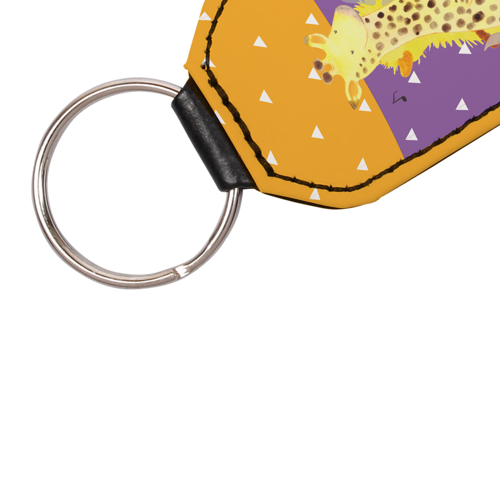 Rechteckig Schlüsselanhänger Giraffe Zufrieden Schlüsselanhänger, Anhänger, Taschenanhänger, Glücksbringer, Schutzengel, Afrika, Wildtiere, Giraffe, Zufrieden, Glück, Abenteuer