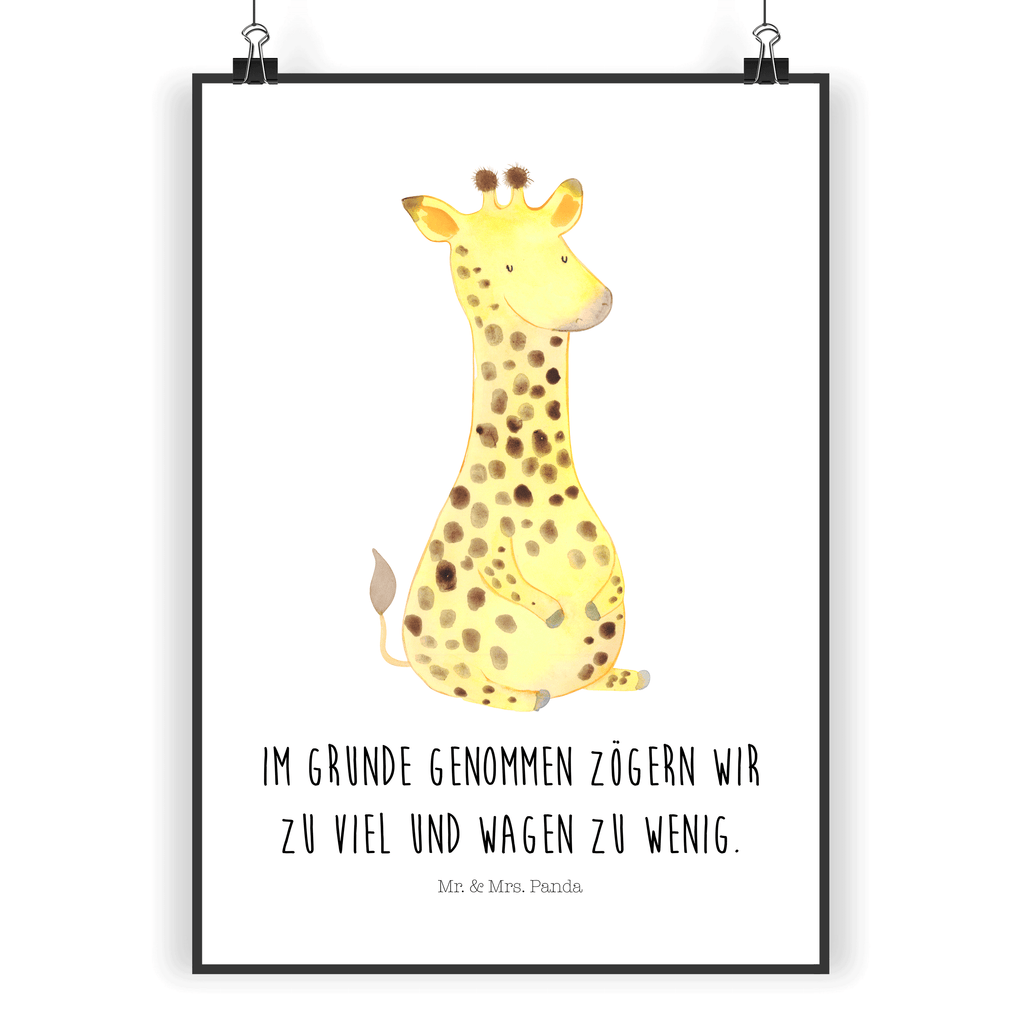 Poster Giraffe Zufrieden Poster, Wandposter, Bild, Wanddeko, Küchenposter, Kinderposter, Wanddeko Bild, Raumdekoration, Wanddekoration, Handgemaltes Poster, Mr. & Mrs. Panda Poster, Designposter, Kunstdruck, Posterdruck, Afrika, Wildtiere, Giraffe, Zufrieden, Glück, Abenteuer