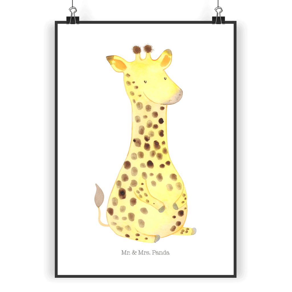 Poster Giraffe Zufrieden Poster, Wandposter, Bild, Wanddeko, Küchenposter, Kinderposter, Wanddeko Bild, Raumdekoration, Wanddekoration, Handgemaltes Poster, Mr. & Mrs. Panda Poster, Designposter, Kunstdruck, Posterdruck, Afrika, Wildtiere, Giraffe, Zufrieden, Glück, Abenteuer
