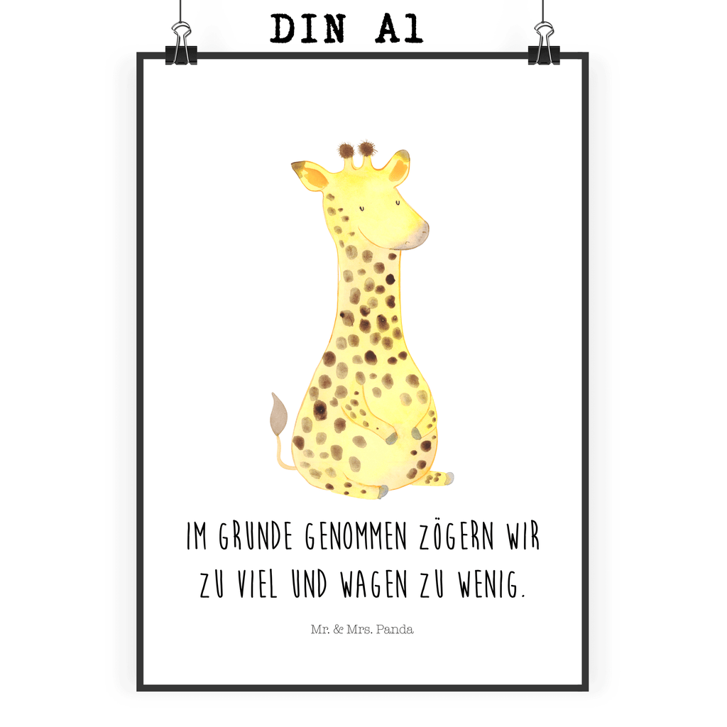 Poster Giraffe Zufrieden Poster, Wandposter, Bild, Wanddeko, Küchenposter, Kinderposter, Wanddeko Bild, Raumdekoration, Wanddekoration, Handgemaltes Poster, Mr. & Mrs. Panda Poster, Designposter, Kunstdruck, Posterdruck, Afrika, Wildtiere, Giraffe, Zufrieden, Glück, Abenteuer