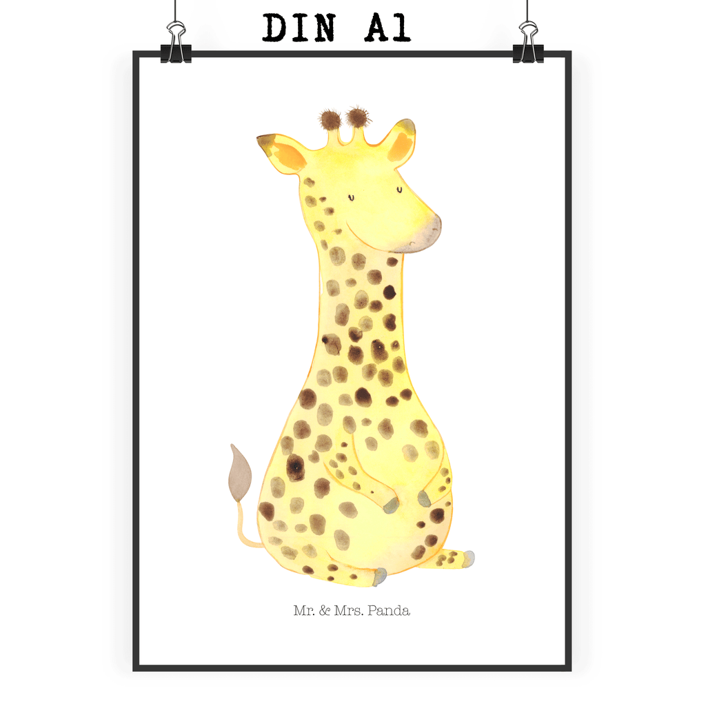 Poster Giraffe Zufrieden Poster, Wandposter, Bild, Wanddeko, Küchenposter, Kinderposter, Wanddeko Bild, Raumdekoration, Wanddekoration, Handgemaltes Poster, Mr. & Mrs. Panda Poster, Designposter, Kunstdruck, Posterdruck, Afrika, Wildtiere, Giraffe, Zufrieden, Glück, Abenteuer