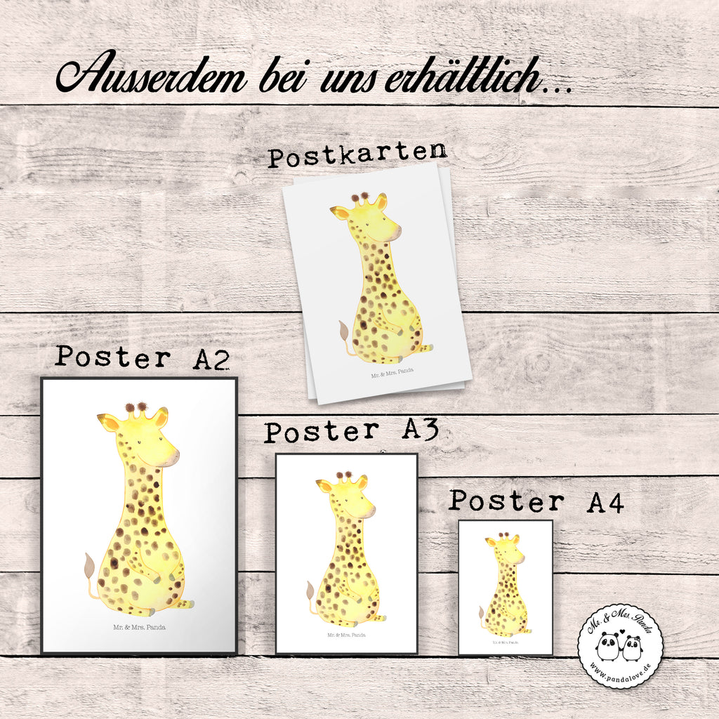 Poster Giraffe Zufrieden Poster, Wandposter, Bild, Wanddeko, Küchenposter, Kinderposter, Wanddeko Bild, Raumdekoration, Wanddekoration, Handgemaltes Poster, Mr. & Mrs. Panda Poster, Designposter, Kunstdruck, Posterdruck, Afrika, Wildtiere, Giraffe, Zufrieden, Glück, Abenteuer