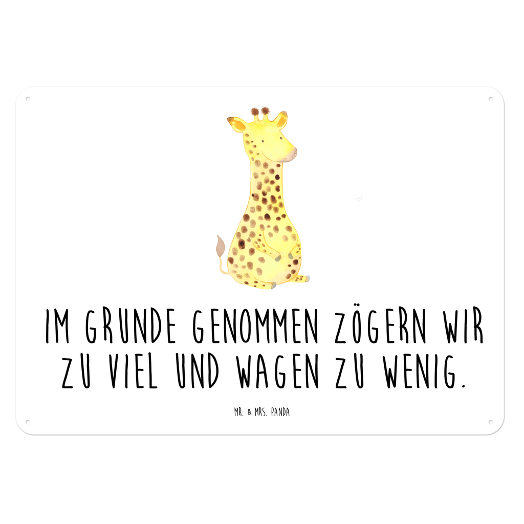 Blechschild Giraffe Zufrieden Blechschild, Metallschild, Geschenk Schild, Schild, Magnet-Metall-Schild, Deko Schild, Wandschild, Wand-Dekoration, Türschild, Afrika, Wildtiere, Giraffe, Zufrieden, Glück, Abenteuer