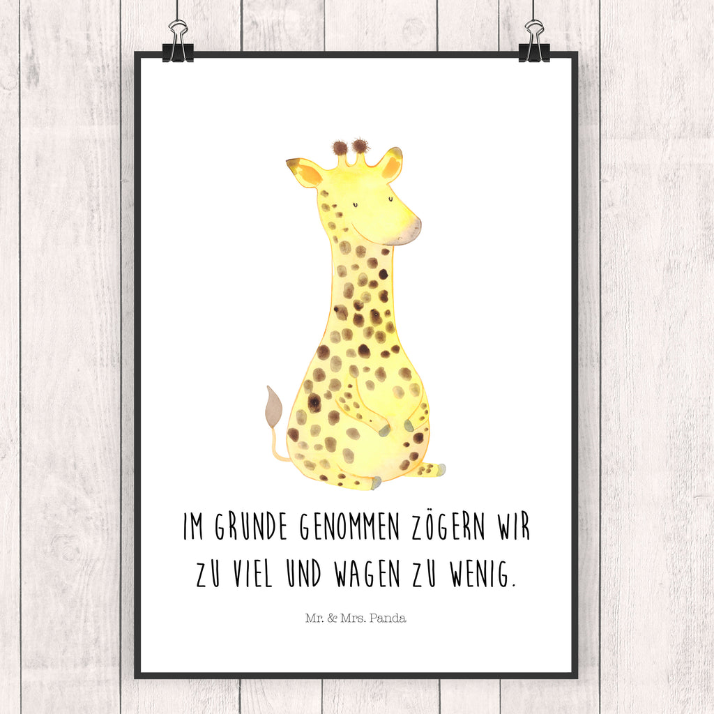 Poster Giraffe Zufrieden Poster, Wandposter, Bild, Wanddeko, Küchenposter, Kinderposter, Wanddeko Bild, Raumdekoration, Wanddekoration, Handgemaltes Poster, Mr. & Mrs. Panda Poster, Designposter, Kunstdruck, Posterdruck, Afrika, Wildtiere, Giraffe, Zufrieden, Glück, Abenteuer