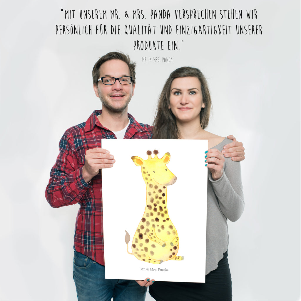 Poster Giraffe Zufrieden Poster, Wandposter, Bild, Wanddeko, Küchenposter, Kinderposter, Wanddeko Bild, Raumdekoration, Wanddekoration, Handgemaltes Poster, Mr. & Mrs. Panda Poster, Designposter, Kunstdruck, Posterdruck, Afrika, Wildtiere, Giraffe, Zufrieden, Glück, Abenteuer