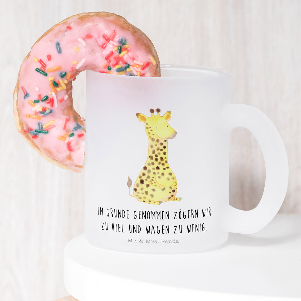 Teetasse Giraffe Zufrieden Teetasse, Teeglas, Teebecher, Tasse mit Henkel, Tasse, Glas Teetasse, Teetasse aus Glas, Afrika, Wildtiere, Giraffe, Zufrieden, Glück, Abenteuer