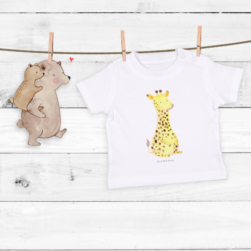 Organic Baby Shirt Giraffe Zufrieden Baby T-Shirt, Jungen Baby T-Shirt, Mädchen Baby T-Shirt, Shirt, Afrika, Wildtiere, Giraffe, Zufrieden, Glück, Abenteuer
