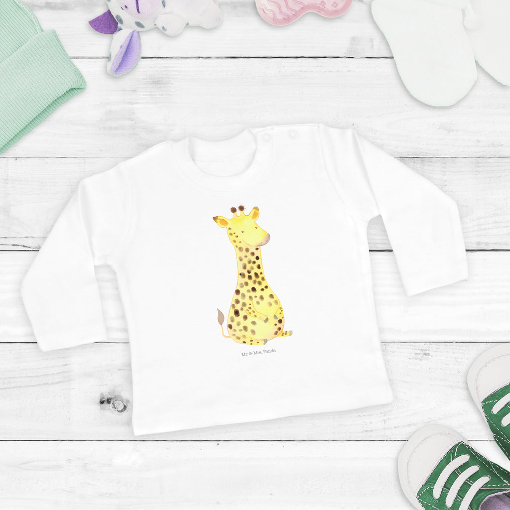 12-18 Monate Baby Longsleeve Giraffe Zufrieden Mädchen, Jungen, Baby, Langarm, Bio, Kleidung, Afrika, Wildtiere, Giraffe, Zufrieden, Glück, Abenteuer