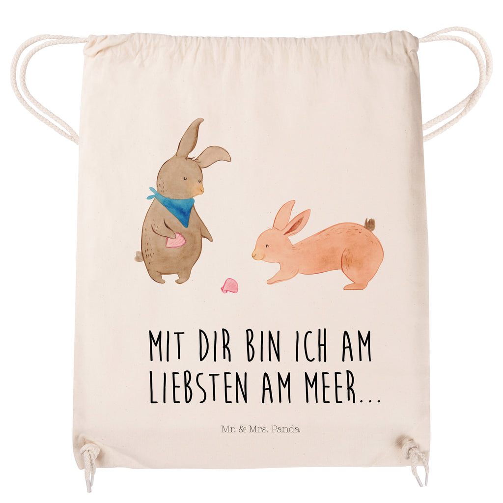 Sportbeutel Hasen Muschel Turnbeutel, Beutel, Sporttasche, Tasche, Stoffbeutel, Familie, Vatertag, Muttertag, Bruder, Schwester, Mama, Papa, Oma, Opa, Hasen, beste Freundin, Freundin, Freundinnen, best friends, BFF, Muscheln sammeln, Muscheln, Meer