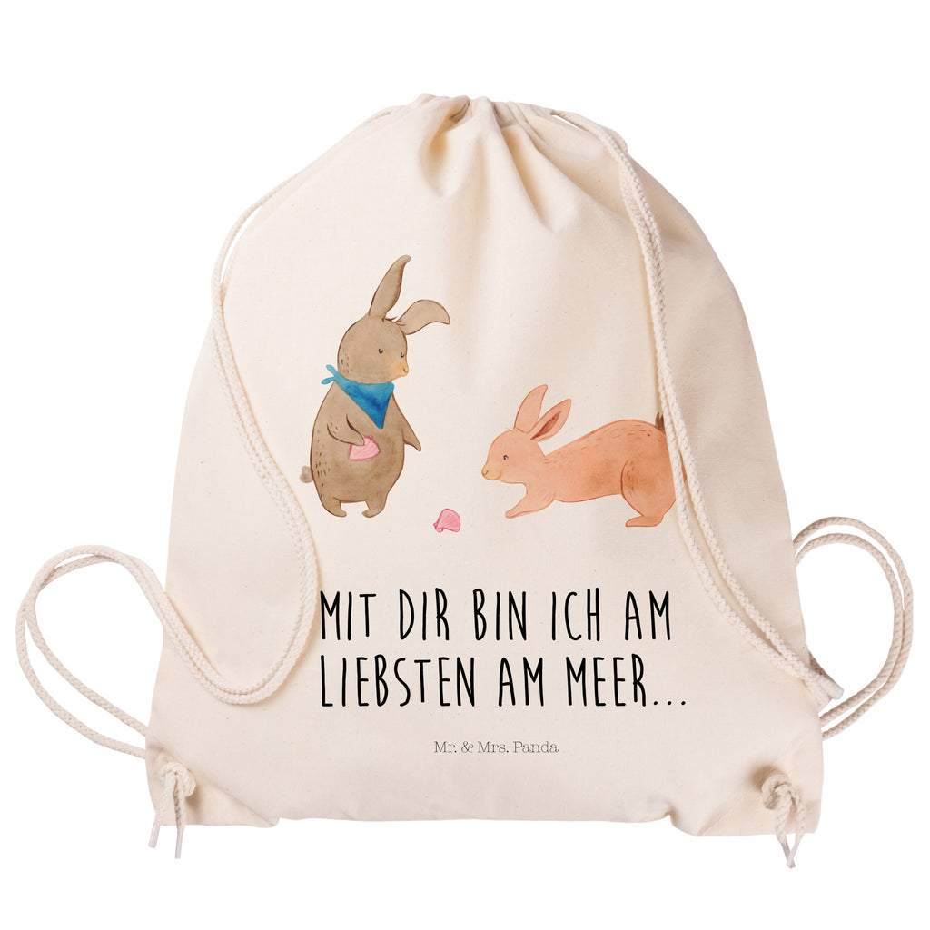 Sportbeutel Hasen Muschel Turnbeutel, Beutel, Sporttasche, Tasche, Stoffbeutel, Familie, Vatertag, Muttertag, Bruder, Schwester, Mama, Papa, Oma, Opa, Hasen, beste Freundin, Freundin, Freundinnen, best friends, BFF, Muscheln sammeln, Muscheln, Meer
