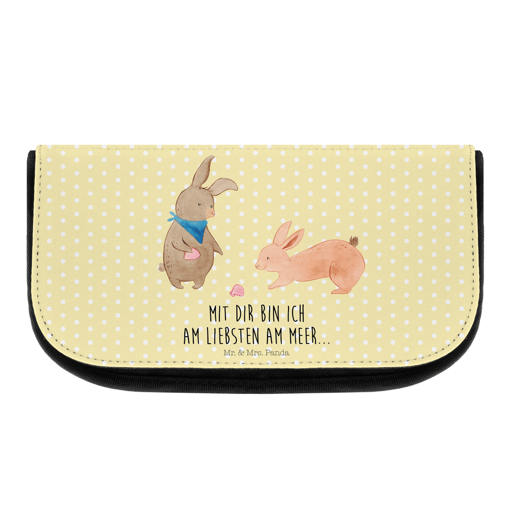 Kosmetiktasche Hasen Muschel Kosmetikbeutel, Kulturtasche, Kulturbeutel, Schminktasche, Make-Up Tasche, Familie, Vatertag, Muttertag, Bruder, Schwester, Mama, Papa, Oma, Opa, Hasen, beste Freundin, Freundin, Freundinnen, best friends, BFF, Muscheln sammeln, Muscheln, Meer