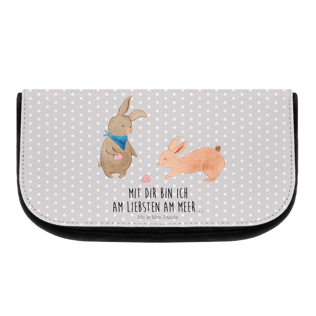 Kosmetiktasche Hasen Muschel Kosmetikbeutel, Kulturtasche, Kulturbeutel, Schminktasche, Make-Up Tasche, Familie, Vatertag, Muttertag, Bruder, Schwester, Mama, Papa, Oma, Opa, Hasen, beste Freundin, Freundin, Freundinnen, best friends, BFF, Muscheln sammeln, Muscheln, Meer