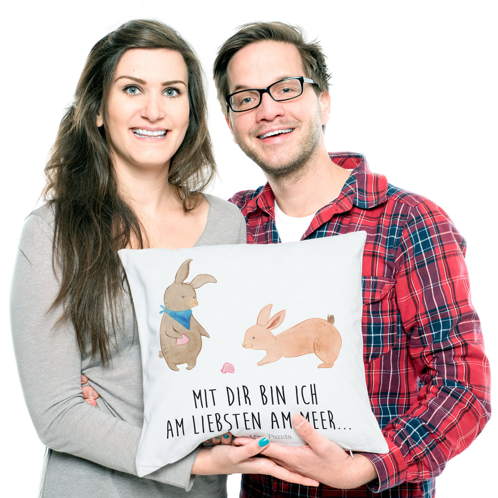 40x40 Kissen Hasen Muschel Kissenhülle, Kopfkissen, Sofakissen, Dekokissen, Motivkissen, Familie, Vatertag, Muttertag, Bruder, Schwester, Mama, Papa, Oma, Opa, Hasen, beste Freundin, Freundin, Freundinnen, best friends, BFF, Muscheln sammeln, Muscheln, Meer