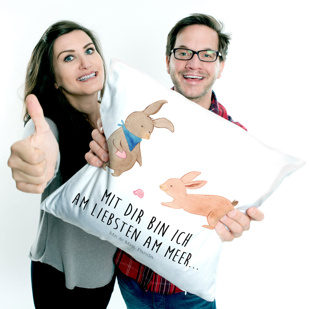 40x40 Kissen Hasen Muschel Kissenhülle, Kopfkissen, Sofakissen, Dekokissen, Motivkissen, Familie, Vatertag, Muttertag, Bruder, Schwester, Mama, Papa, Oma, Opa, Hasen, beste Freundin, Freundin, Freundinnen, best friends, BFF, Muscheln sammeln, Muscheln, Meer