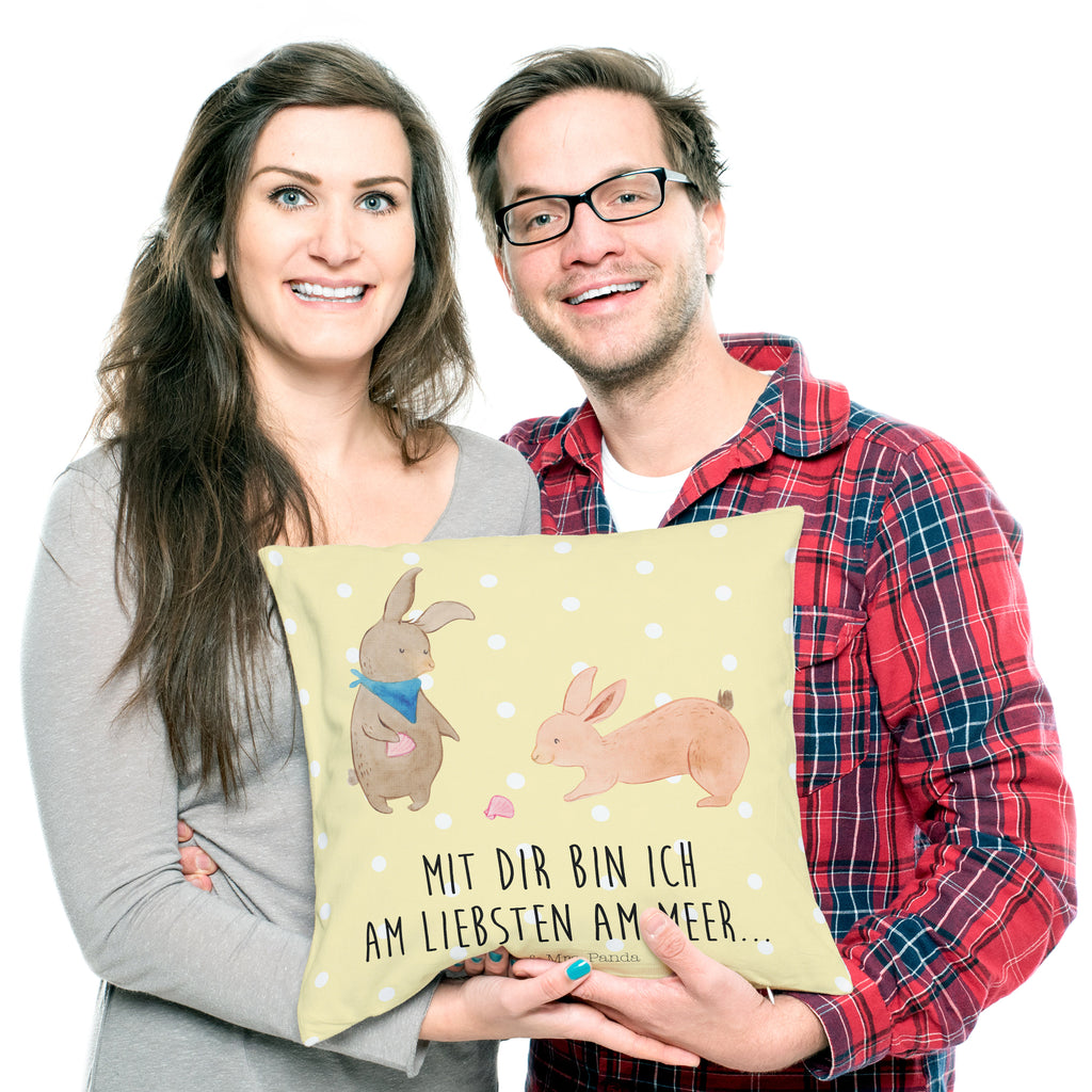 40x40 Kissen Hasen Muschel Kissenhülle, Kopfkissen, Sofakissen, Dekokissen, Motivkissen, Familie, Vatertag, Muttertag, Bruder, Schwester, Mama, Papa, Oma, Opa, Hasen, beste Freundin, Freundin, Freundinnen, best friends, BFF, Muscheln sammeln, Muscheln, Meer