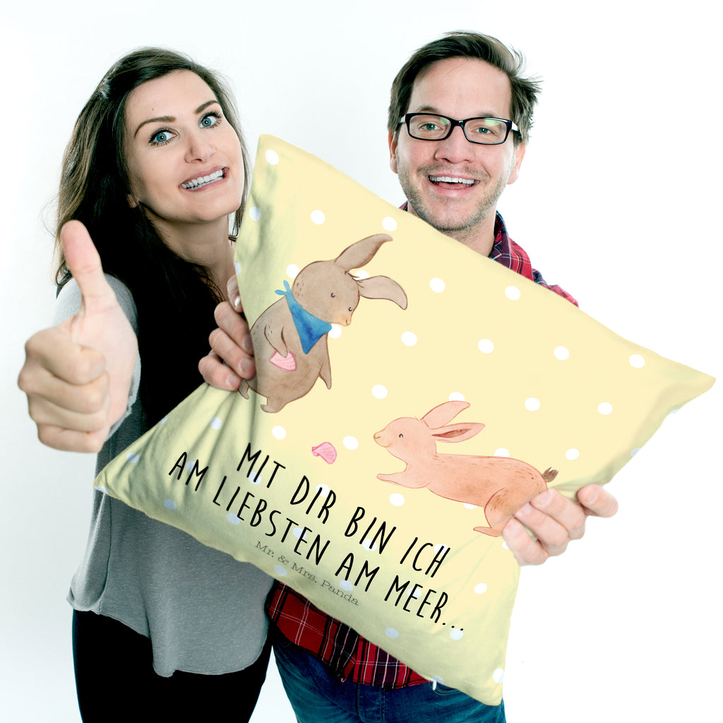 40x40 Kissen Hasen Muschel Kissenhülle, Kopfkissen, Sofakissen, Dekokissen, Motivkissen, Familie, Vatertag, Muttertag, Bruder, Schwester, Mama, Papa, Oma, Opa, Hasen, beste Freundin, Freundin, Freundinnen, best friends, BFF, Muscheln sammeln, Muscheln, Meer