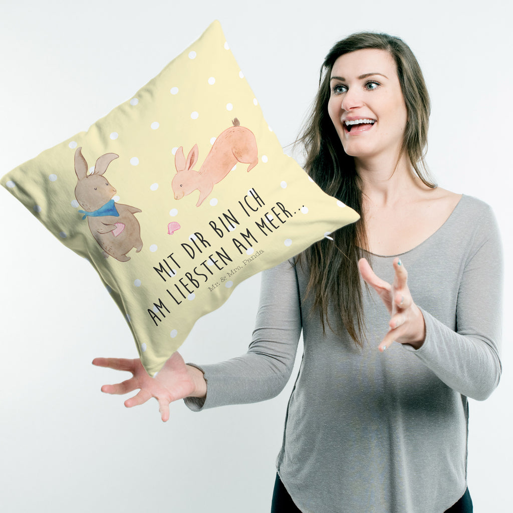 40x40 Kissen Hasen Muschel Kissenhülle, Kopfkissen, Sofakissen, Dekokissen, Motivkissen, Familie, Vatertag, Muttertag, Bruder, Schwester, Mama, Papa, Oma, Opa, Hasen, beste Freundin, Freundin, Freundinnen, best friends, BFF, Muscheln sammeln, Muscheln, Meer