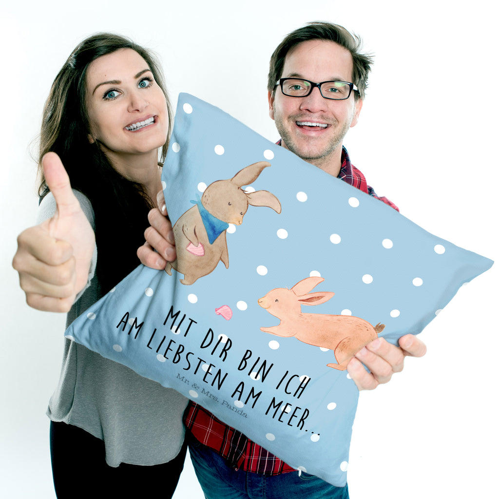 40x40 Kissen Hasen Muschel Kissenhülle, Kopfkissen, Sofakissen, Dekokissen, Motivkissen, Familie, Vatertag, Muttertag, Bruder, Schwester, Mama, Papa, Oma, Opa, Hasen, beste Freundin, Freundin, Freundinnen, best friends, BFF, Muscheln sammeln, Muscheln, Meer