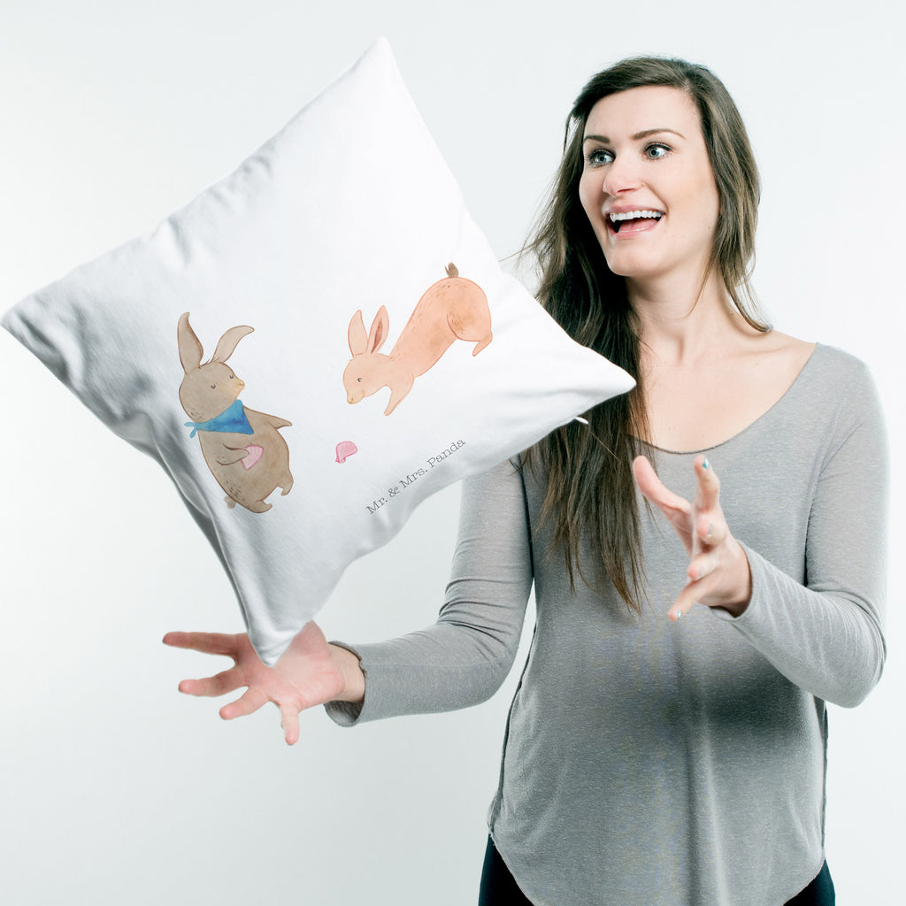 40x40 Kissen Hasen Muschel Kissenhülle, Kopfkissen, Sofakissen, Dekokissen, Motivkissen, Familie, Vatertag, Muttertag, Bruder, Schwester, Mama, Papa, Oma, Opa, Hasen, beste Freundin, Freundin, Freundinnen, best friends, BFF, Muscheln sammeln, Muscheln, Meer