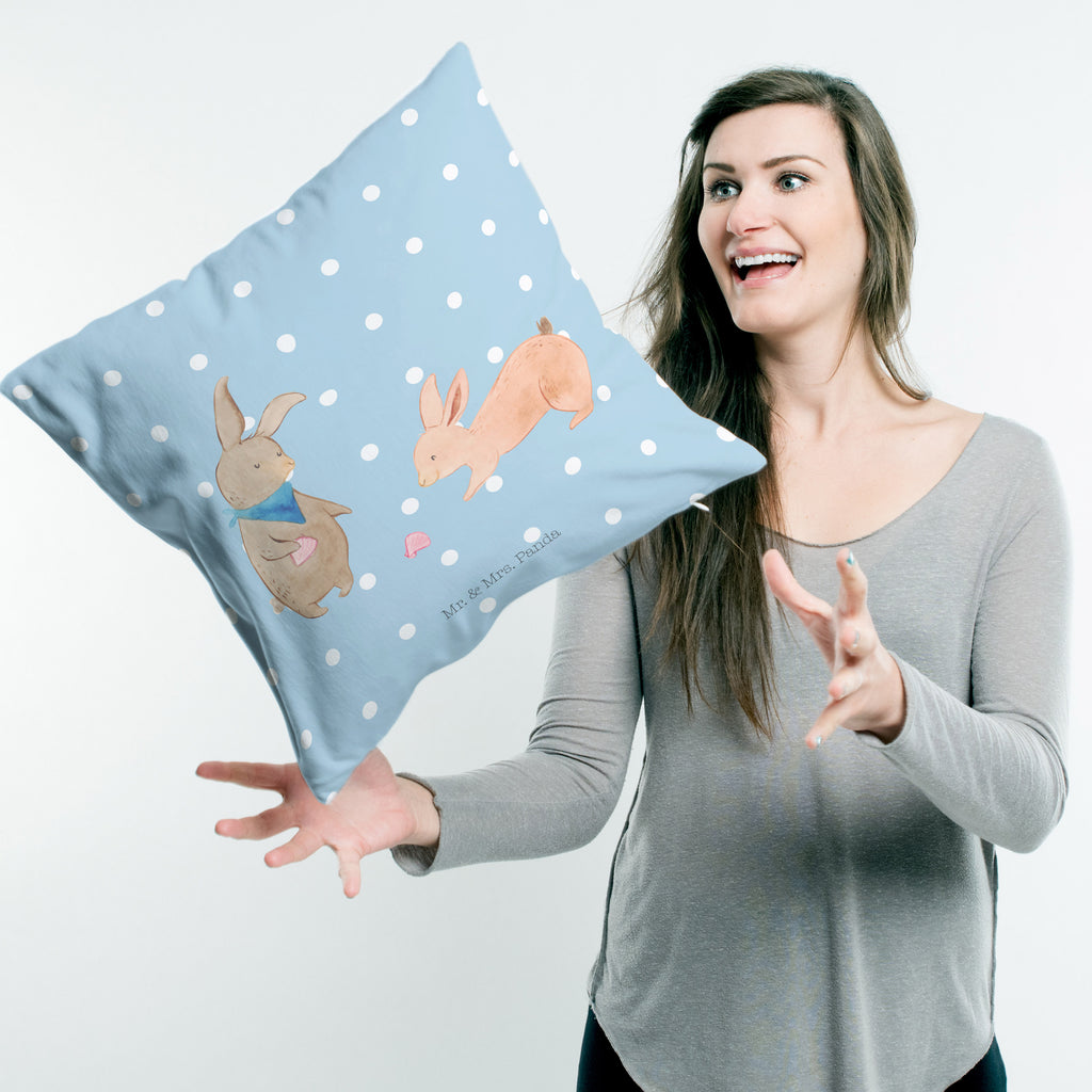 40x40 Kissen Hasen Muschel Kissenhülle, Kopfkissen, Sofakissen, Dekokissen, Motivkissen, Familie, Vatertag, Muttertag, Bruder, Schwester, Mama, Papa, Oma, Opa, Hasen, beste Freundin, Freundin, Freundinnen, best friends, BFF, Muscheln sammeln, Muscheln, Meer