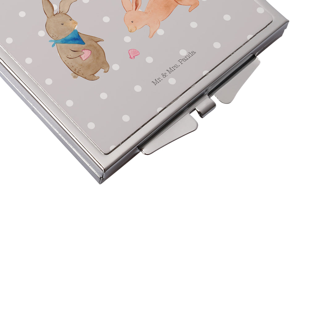 Handtaschenspiegel quadratisch Hasen Muschel Spiegel, Handtasche, Quadrat, silber, schminken, Schminkspiegel, Familie, Vatertag, Muttertag, Bruder, Schwester, Mama, Papa, Oma, Opa, Hasen, beste Freundin, Freundin, Freundinnen, best friends, BFF, Muscheln sammeln, Muscheln, Meer