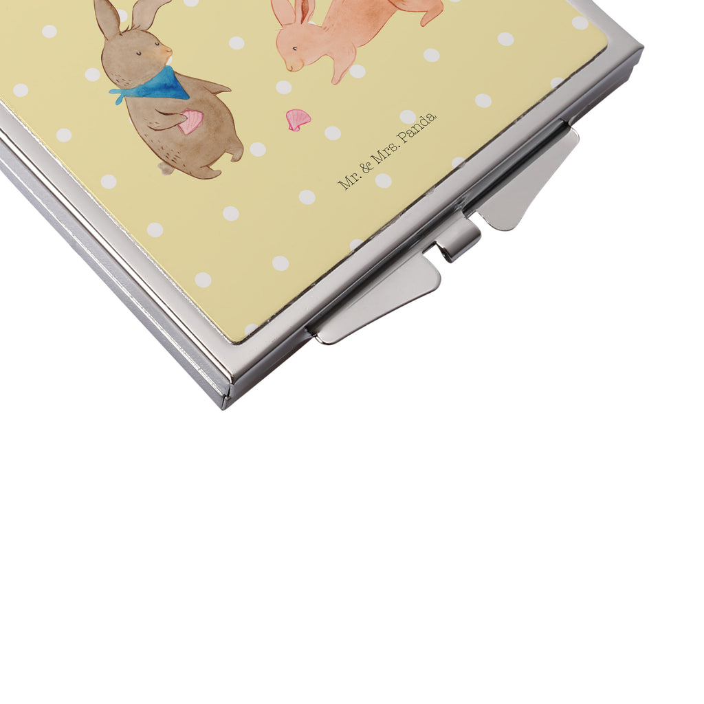 Handtaschenspiegel quadratisch Hasen Muschel Spiegel, Handtasche, Quadrat, silber, schminken, Schminkspiegel, Familie, Vatertag, Muttertag, Bruder, Schwester, Mama, Papa, Oma, Opa, Hasen, beste Freundin, Freundin, Freundinnen, best friends, BFF, Muscheln sammeln, Muscheln, Meer