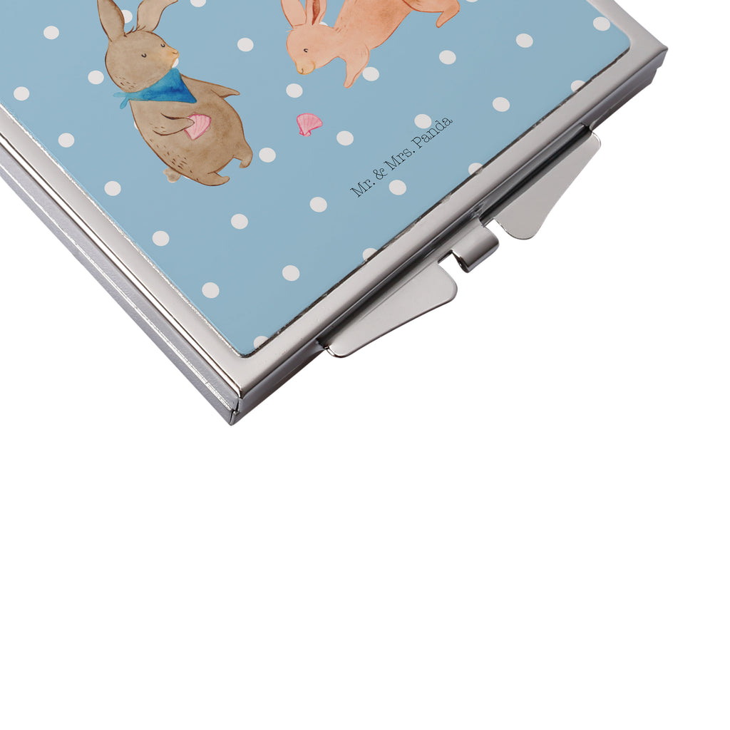 Handtaschenspiegel quadratisch Hasen Muschel Spiegel, Handtasche, Quadrat, silber, schminken, Schminkspiegel, Familie, Vatertag, Muttertag, Bruder, Schwester, Mama, Papa, Oma, Opa, Hasen, beste Freundin, Freundin, Freundinnen, best friends, BFF, Muscheln sammeln, Muscheln, Meer
