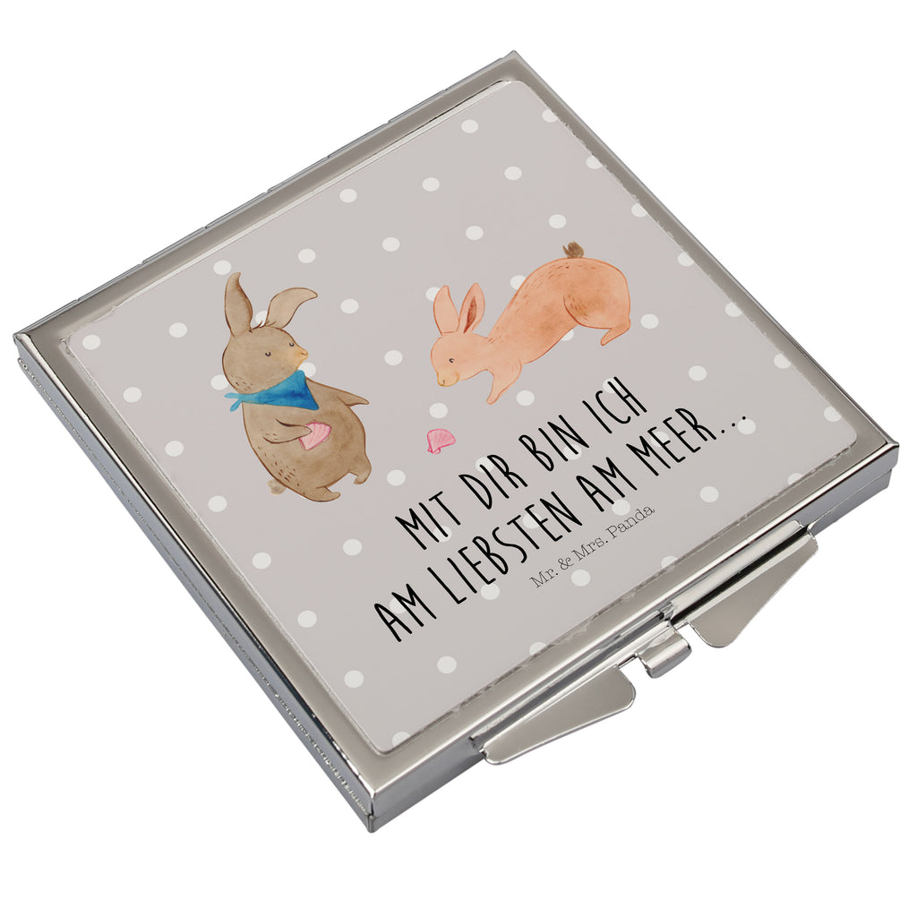 Handtaschenspiegel quadratisch Hasen Muschel Spiegel, Handtasche, Quadrat, silber, schminken, Schminkspiegel, Familie, Vatertag, Muttertag, Bruder, Schwester, Mama, Papa, Oma, Opa, Hasen, beste Freundin, Freundin, Freundinnen, best friends, BFF, Muscheln sammeln, Muscheln, Meer