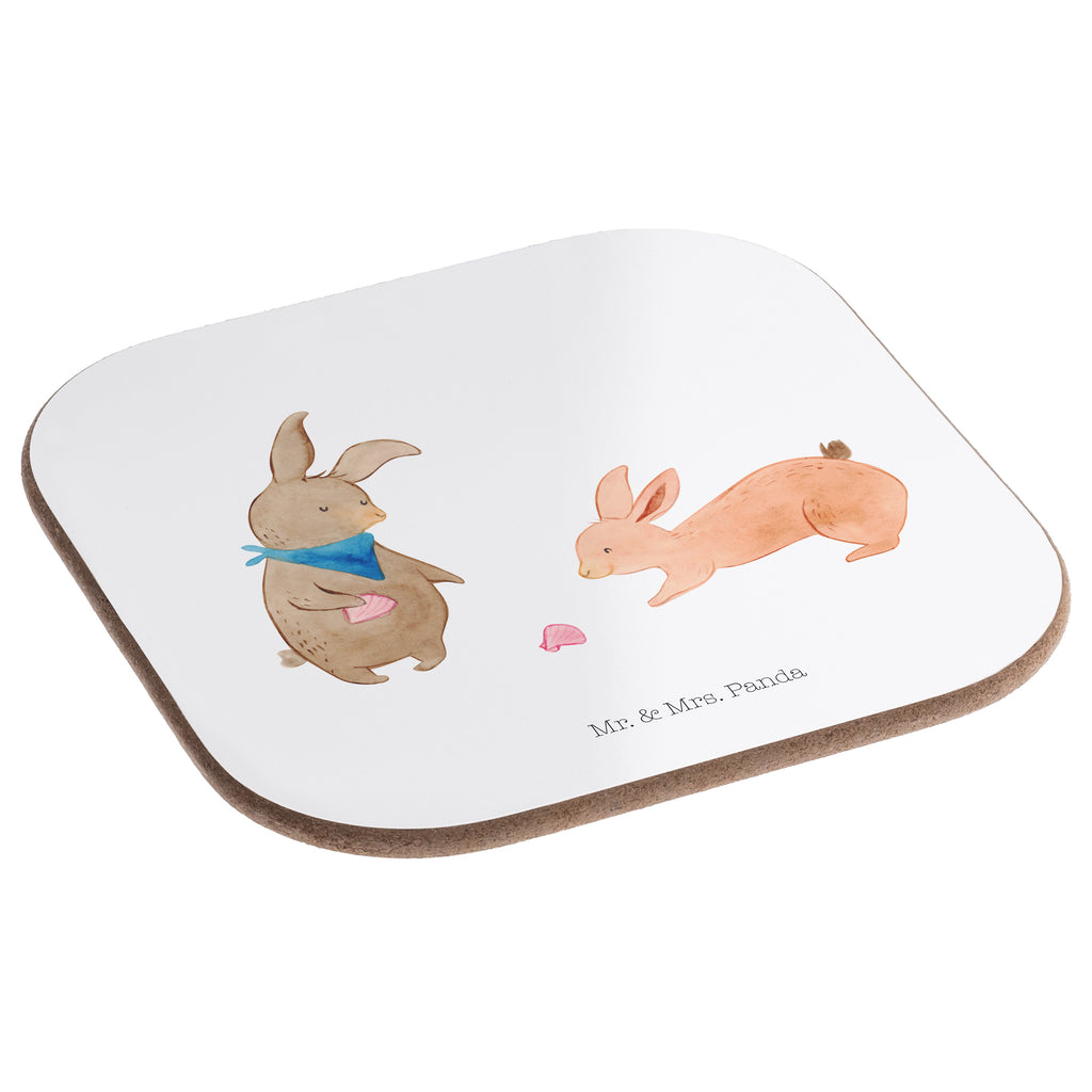 Quadratische Untersetzer Hasen Muschel Bierdeckel, Glasuntersetzer, Untersetzer Gläser, Getränkeuntersetzer, Familie, Vatertag, Muttertag, Bruder, Schwester, Mama, Papa, Oma, Opa, Hasen, beste Freundin, Freundin, Freundinnen, best friends, BFF, Muscheln sammeln, Muscheln, Meer