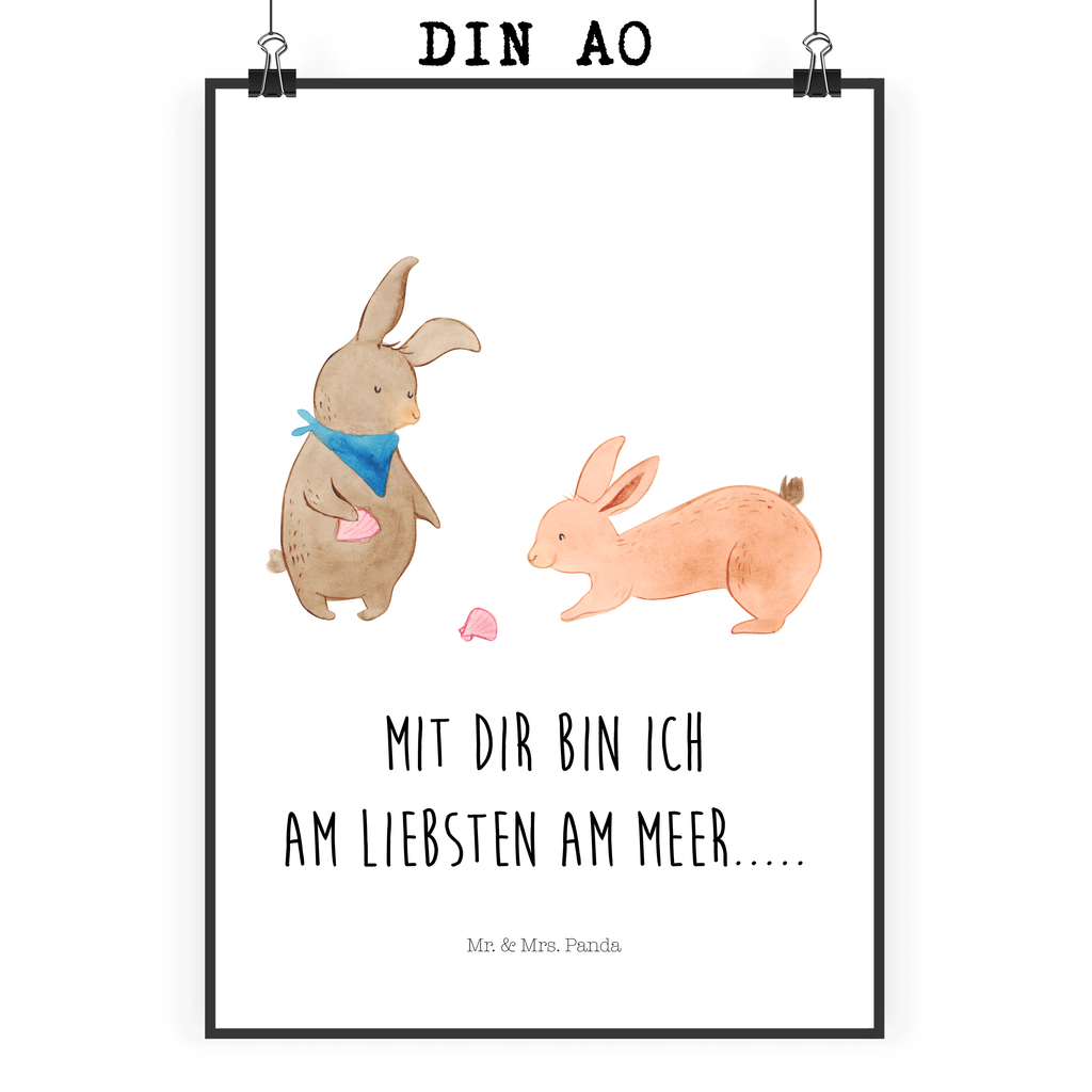 Poster Hasen Muschel Poster, Wandposter, Bild, Wanddeko, Küchenposter, Kinderposter, Wanddeko Bild, Raumdekoration, Wanddekoration, Handgemaltes Poster, Mr. & Mrs. Panda Poster, Designposter, Kunstdruck, Posterdruck, Familie, Vatertag, Muttertag, Bruder, Schwester, Mama, Papa, Oma, Opa, Hasen, beste Freundin, Freundin, Freundinnen, best friends, BFF, Muscheln sammeln, Muscheln, Meer