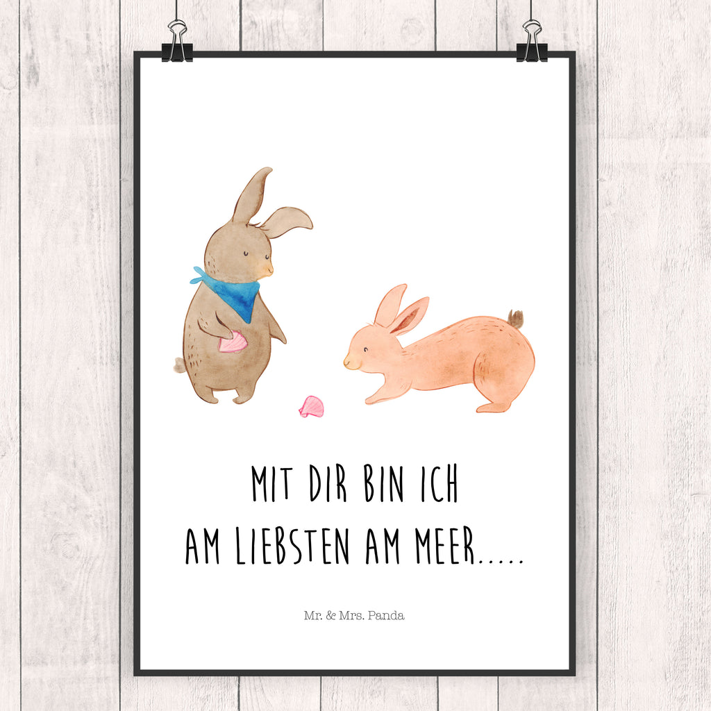 Poster Hasen Muschel Poster, Wandposter, Bild, Wanddeko, Küchenposter, Kinderposter, Wanddeko Bild, Raumdekoration, Wanddekoration, Handgemaltes Poster, Mr. & Mrs. Panda Poster, Designposter, Kunstdruck, Posterdruck, Familie, Vatertag, Muttertag, Bruder, Schwester, Mama, Papa, Oma, Opa, Hasen, beste Freundin, Freundin, Freundinnen, best friends, BFF, Muscheln sammeln, Muscheln, Meer